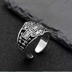 Silver Harley Davidson Biker Motorcycle Heavy Metal Ring Open Ring